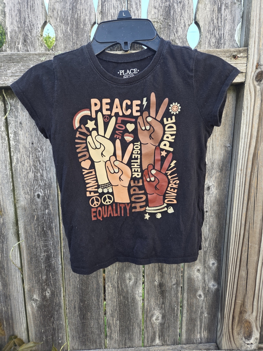 The Children's Place Black Peace & Equality Graphic Tee